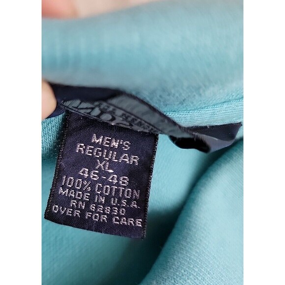 Lands End Mens XL Polo Shirt Red Light Blue Solid Cotton Casual USA VTG 90s - Picture 3 of 13